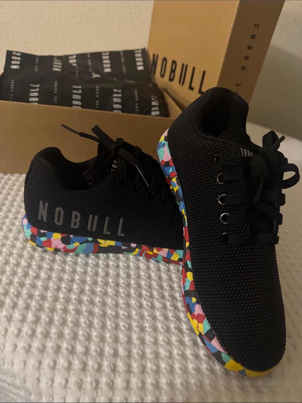 NOBULL Black Trainer Low with Multicolor Confetti Sole - Picture 3 of 7